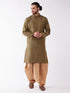 Vastramay Men's Black And Rose Gold Silk Blend Kurta And Dhoti Set